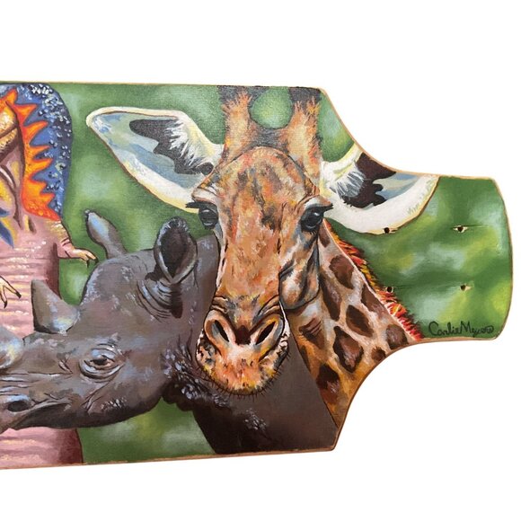 HAND PAINTED WILD ANIMALS SIGNED BY CARLIE MEYERS LONGBOARD SKATEBOARD 39"X9.5" - Picture 4 of 6